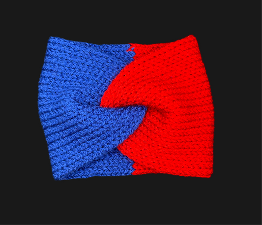 Blue and Red Ear Warmer Headband- Adult