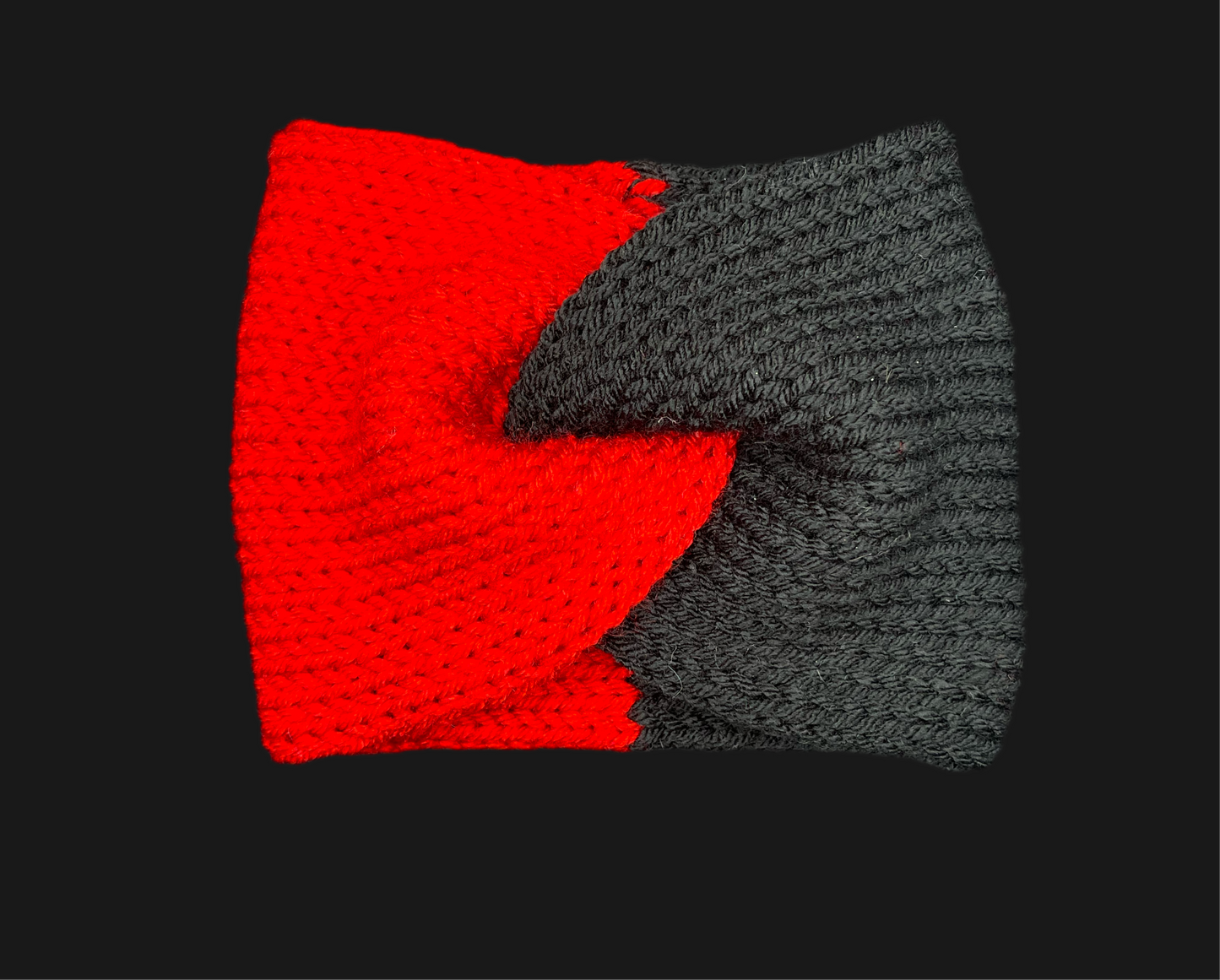 Black and Red Ear Warmer Headband- Adult