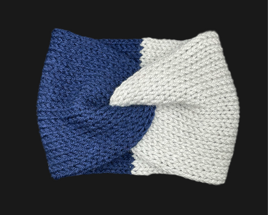 Blue and Silver Ear Warmer Headband- Adult
