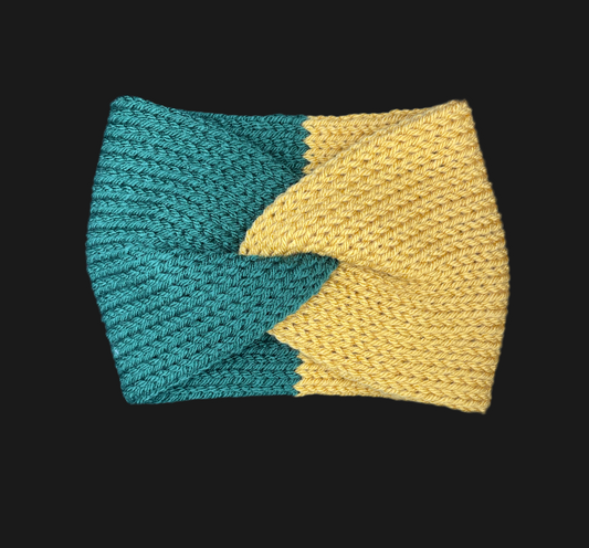 Green and Gold Ear Warmer Headband- Adult